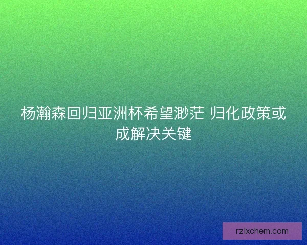 杨瀚森回归亚洲杯希望渺茫 归化政策或成解决关键